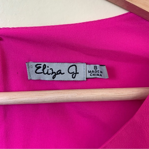 Eliza J. Gorgeous Bright Pink Pleated Boxy Dress Size 8 - Picture 3 of 9